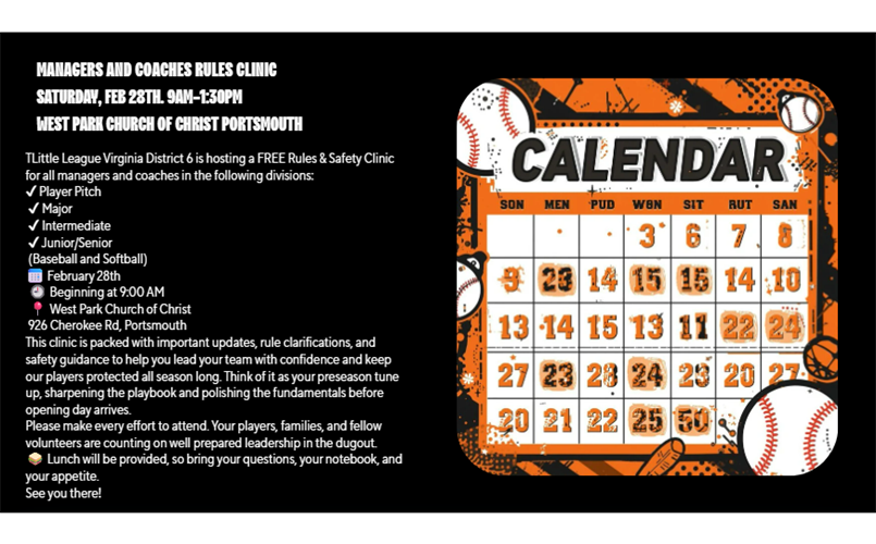 Mandatory Managers and Coaches Clinic